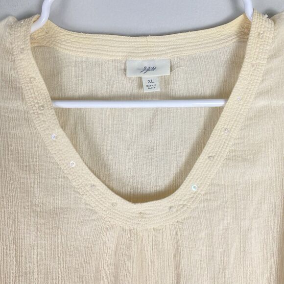 J Jill Boho Cottage Blouse Women’s Size XL Cream Long Sleeve Tunic Semi Sheer - Picture 2 of 8